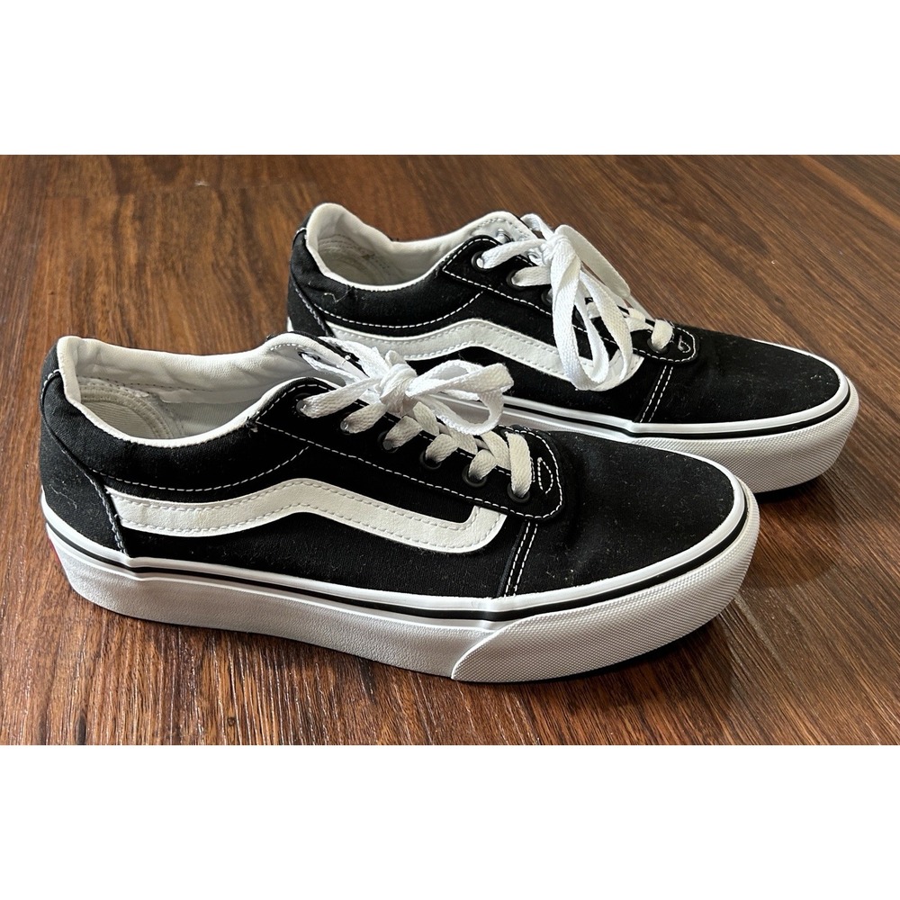 Vans Women's Old Skool Platform Shoes Skate Sneakers Black/White Size 8.5